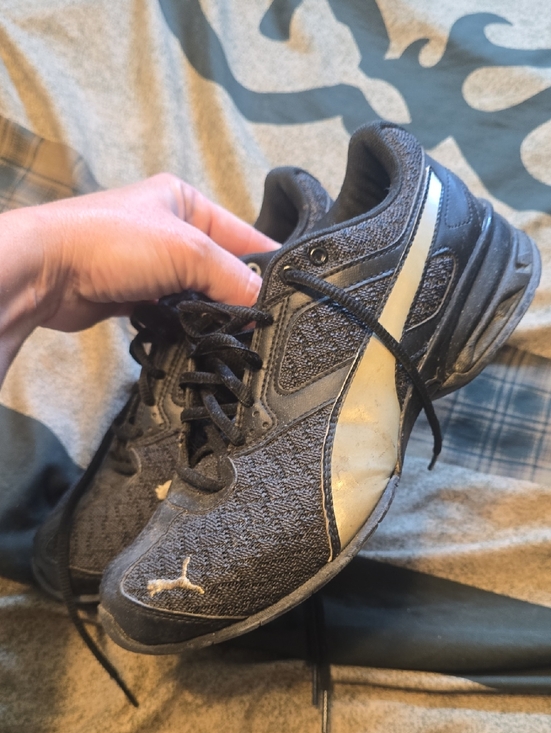 Puma Shoes - Puma Black Womens Running Sneakers with White Formstrip Worn Once Like New